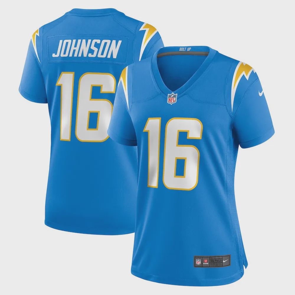 Tyler Johnson 16 Los Angeles Chargers Women Team Game Jersey – Powder Blue