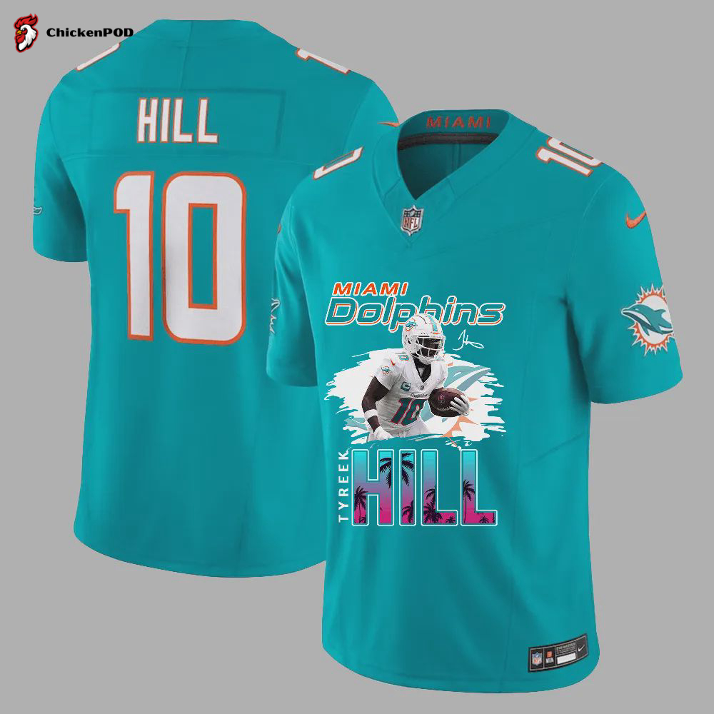 Tyreek Hill 10 Miami Dolphins Art Design Game Jersey – Men, Aqua