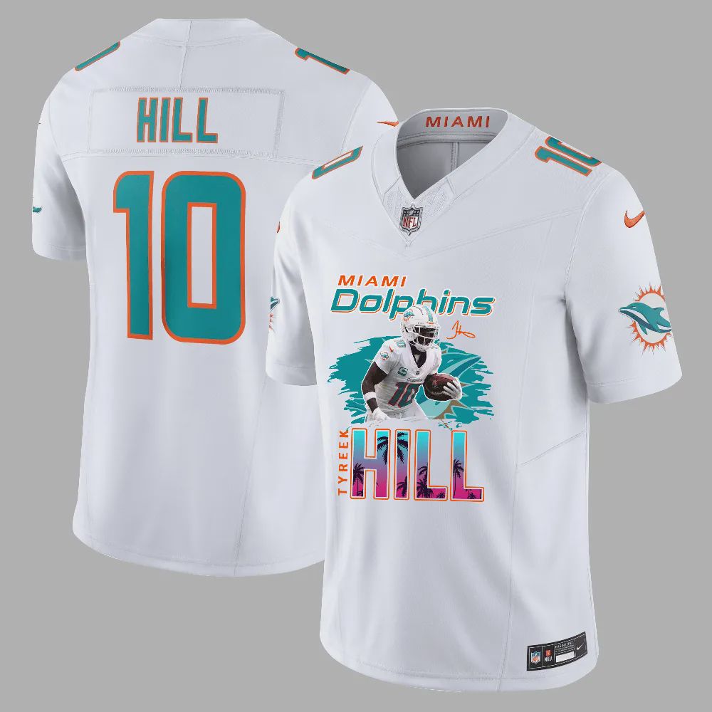 Tyreek Hill 10 Miami Dolphins Art Design Game Jersey – Men, White