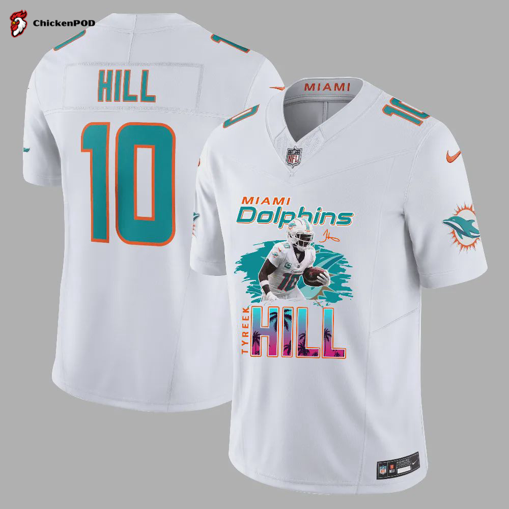 Tyreek Hill 10 Miami Dolphins Art Design Game Jersey – Men, Aqua