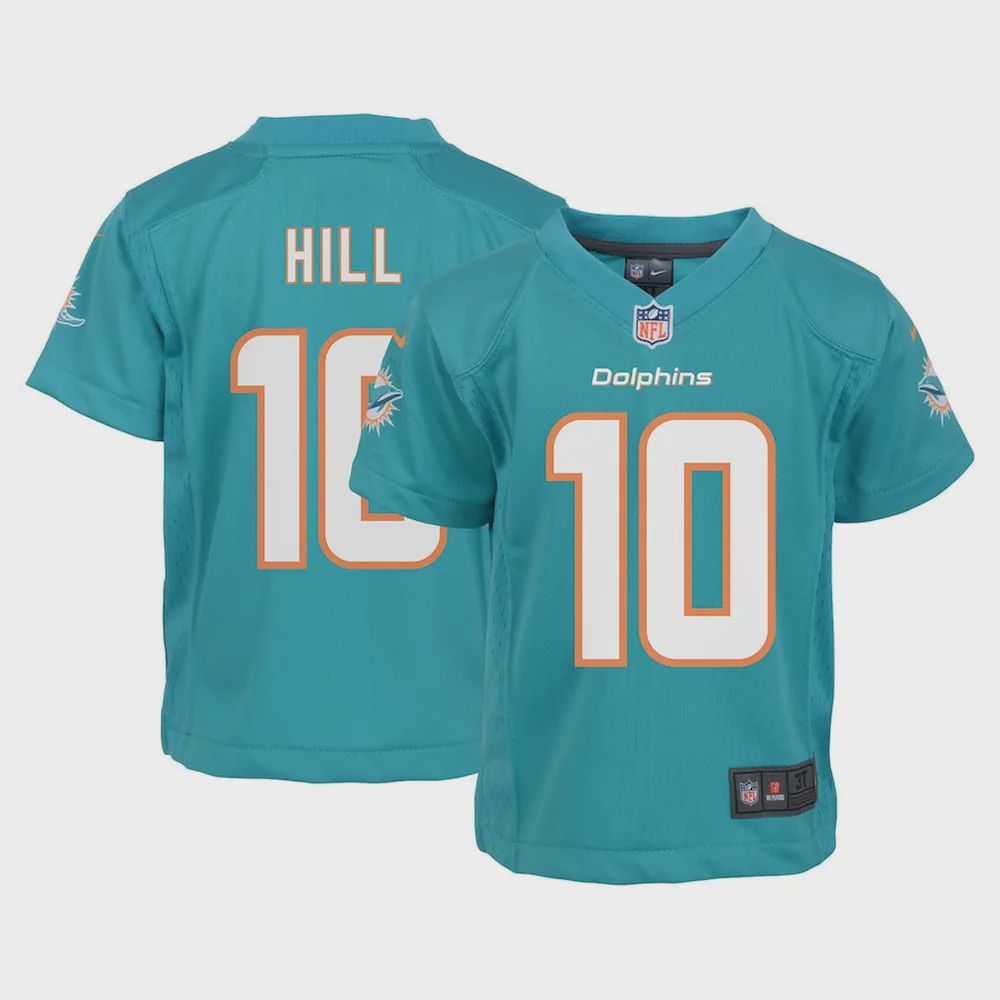 Tyreek Hill 10 Miami Dolphins Toddler Game Jersey – Aqua