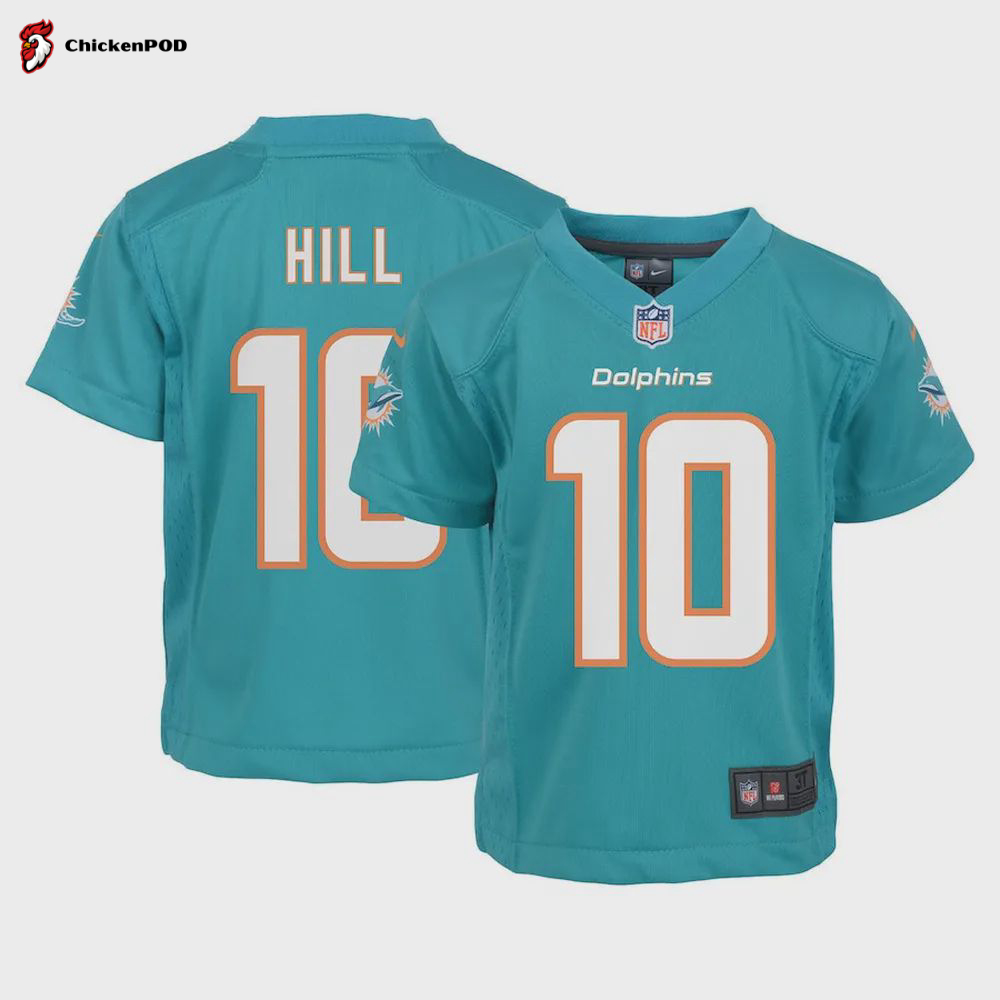 Tyreek Hill 10 Miami Dolphins Toddler Game Jersey – Aqua