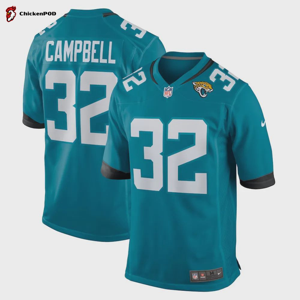 Tyson Campbell 32 Jacksonville Jaguars Men’s Game Jersey – Teal