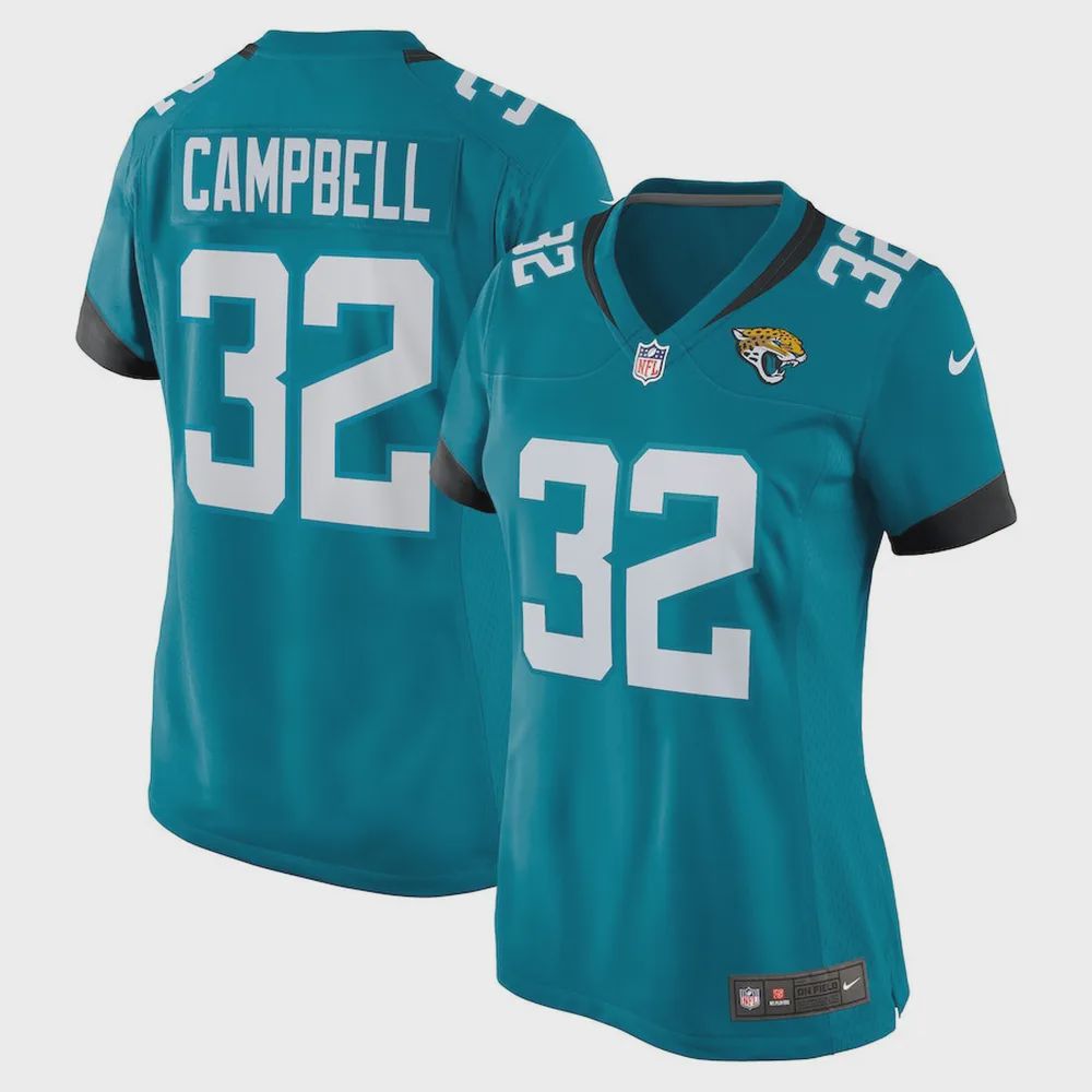 Tyson Campbell 32 Jacksonville Jaguars Women’s Game Jersey – Teal