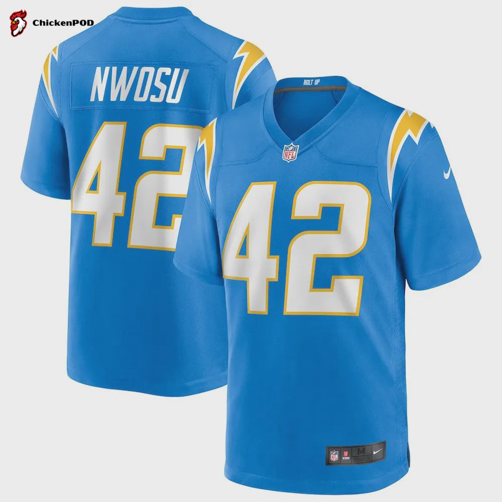 Uchenna Nwosu 42 Los Angeles Chargers Men Game Jersey – Powder Blue