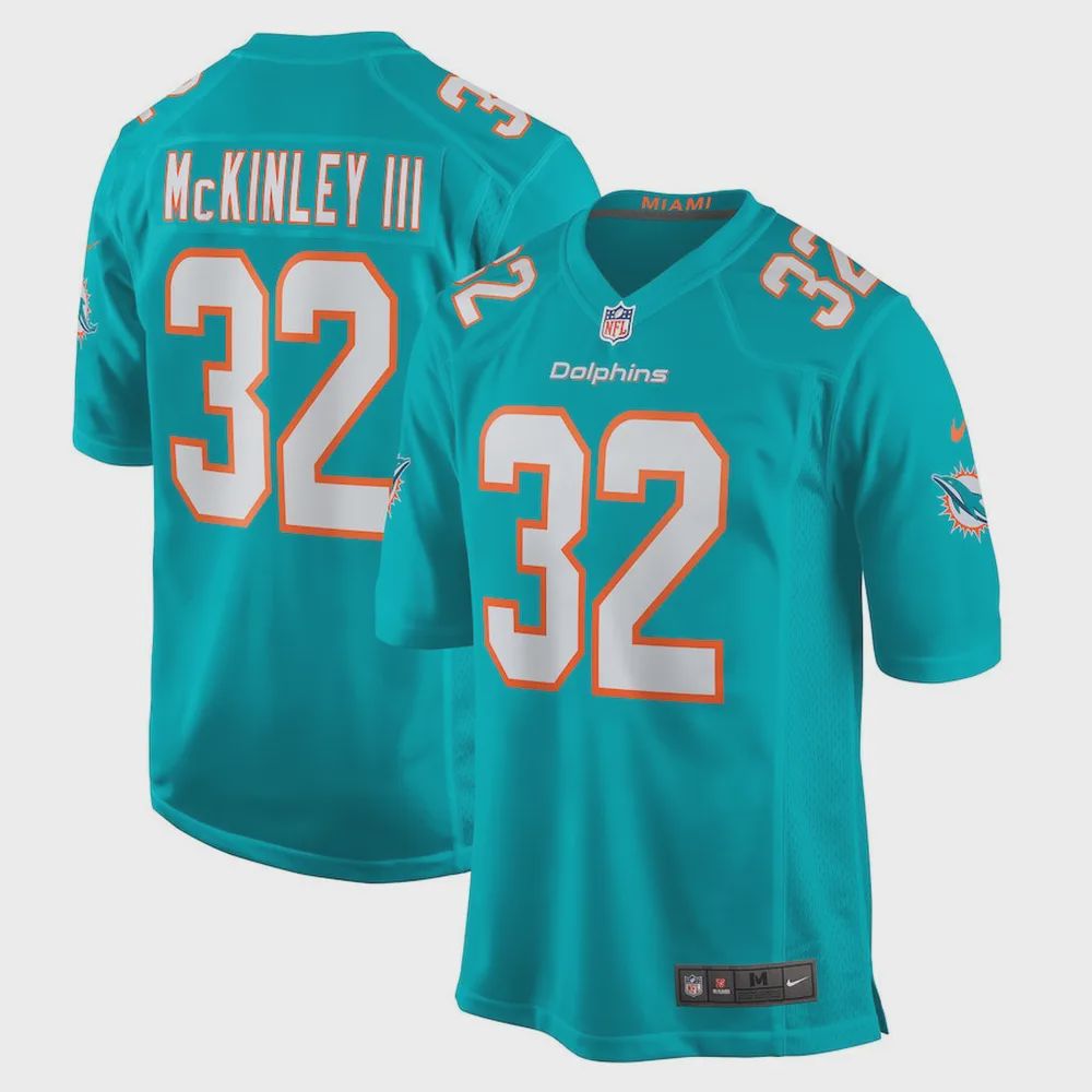 Verone Mckinley Iii 32 Miami Dolphins Men Game Jersey – Aqua