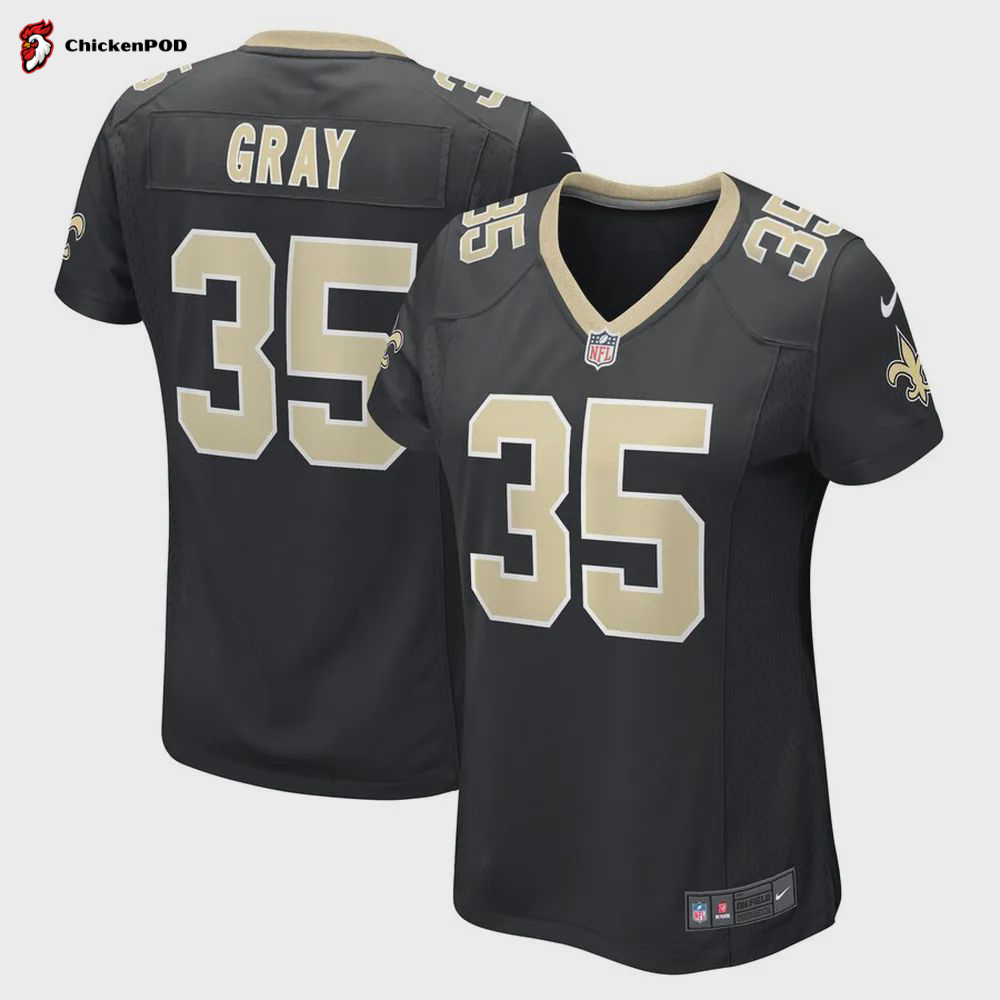 Vincent Gray 35 New Orleans Saints Women’s Game Player Jersey – Black