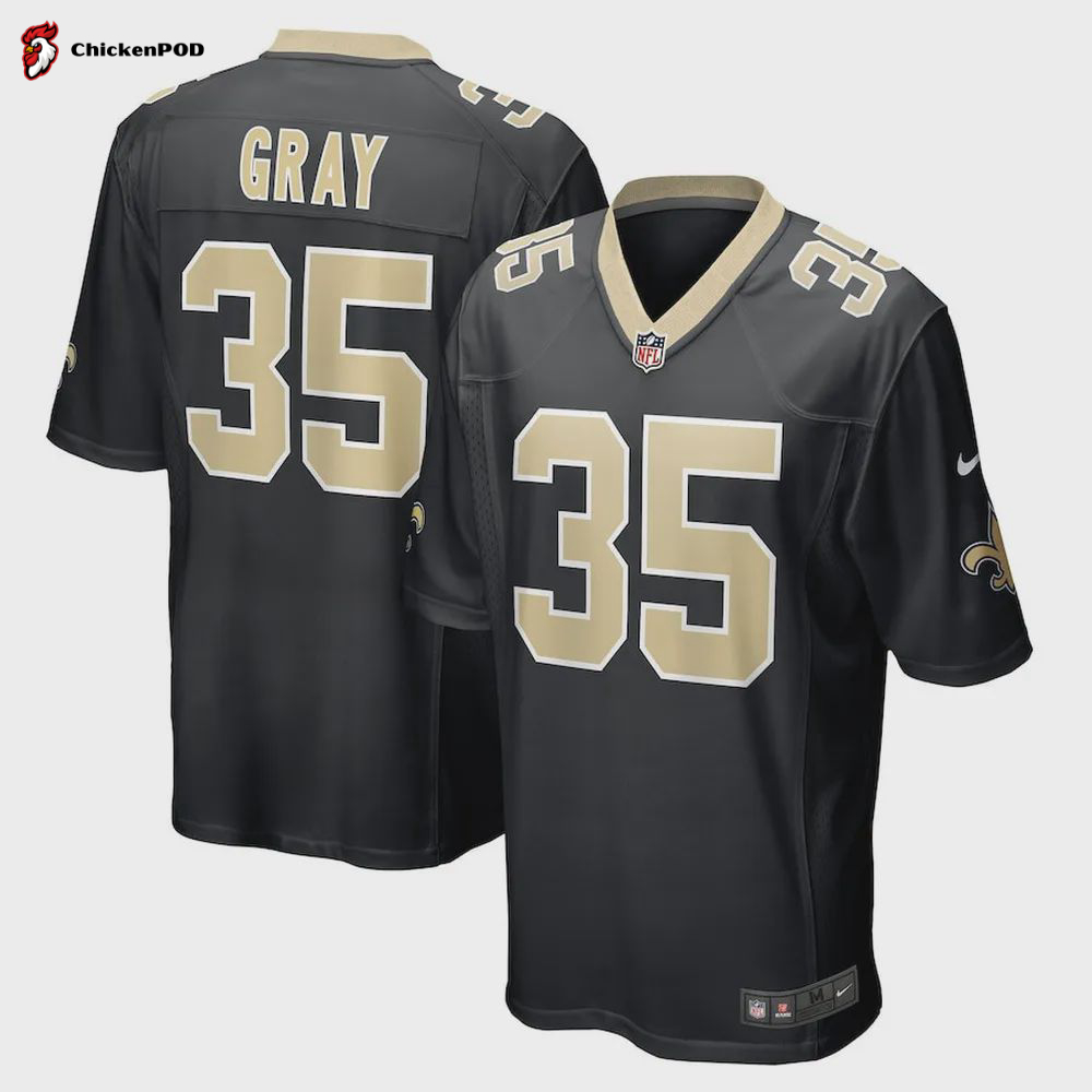 Vincent Gray New Orleans Saints Game Player Jersey – Black