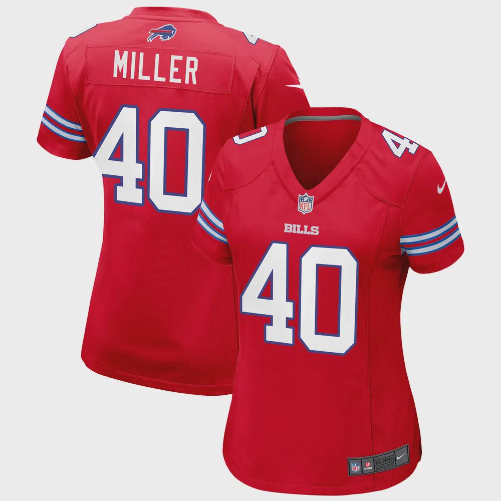 Von Miller 40 Buffalo Bills Women’s Alternate Game Jersey – Red Jersey