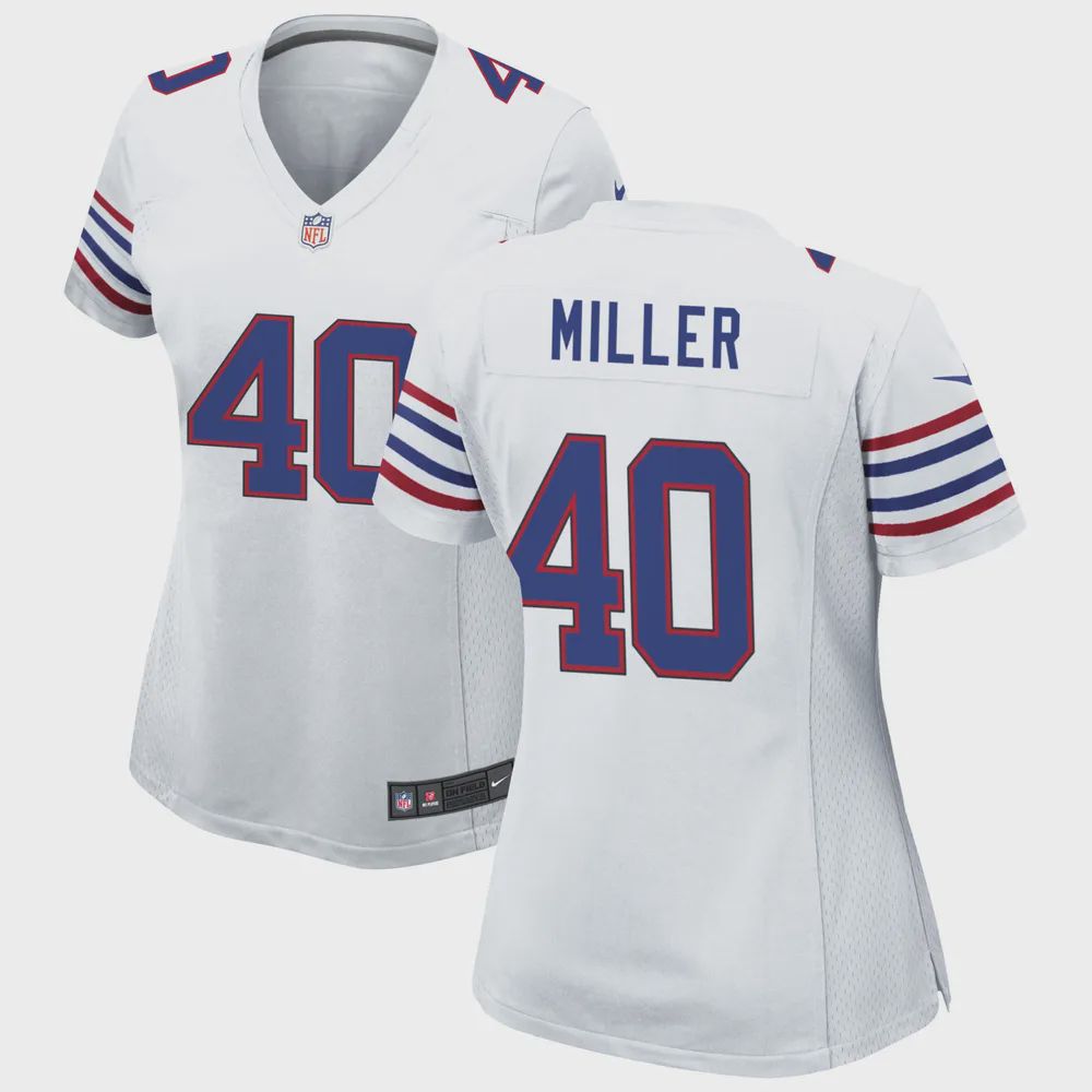 Von Miller 40 Buffalo Bills Women’s Game Jersey – White Jersey