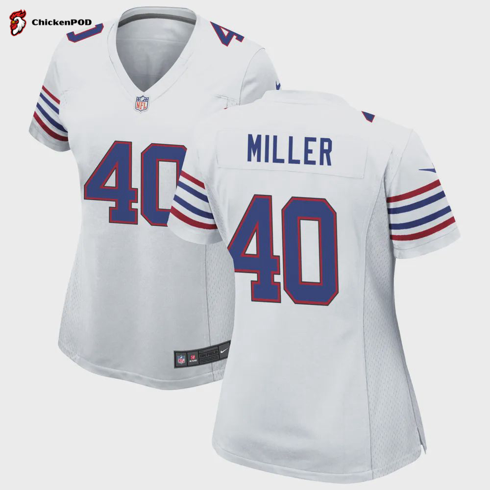 Von Miller 40 Buffalo Bills Women’s Game Jersey – White Jersey