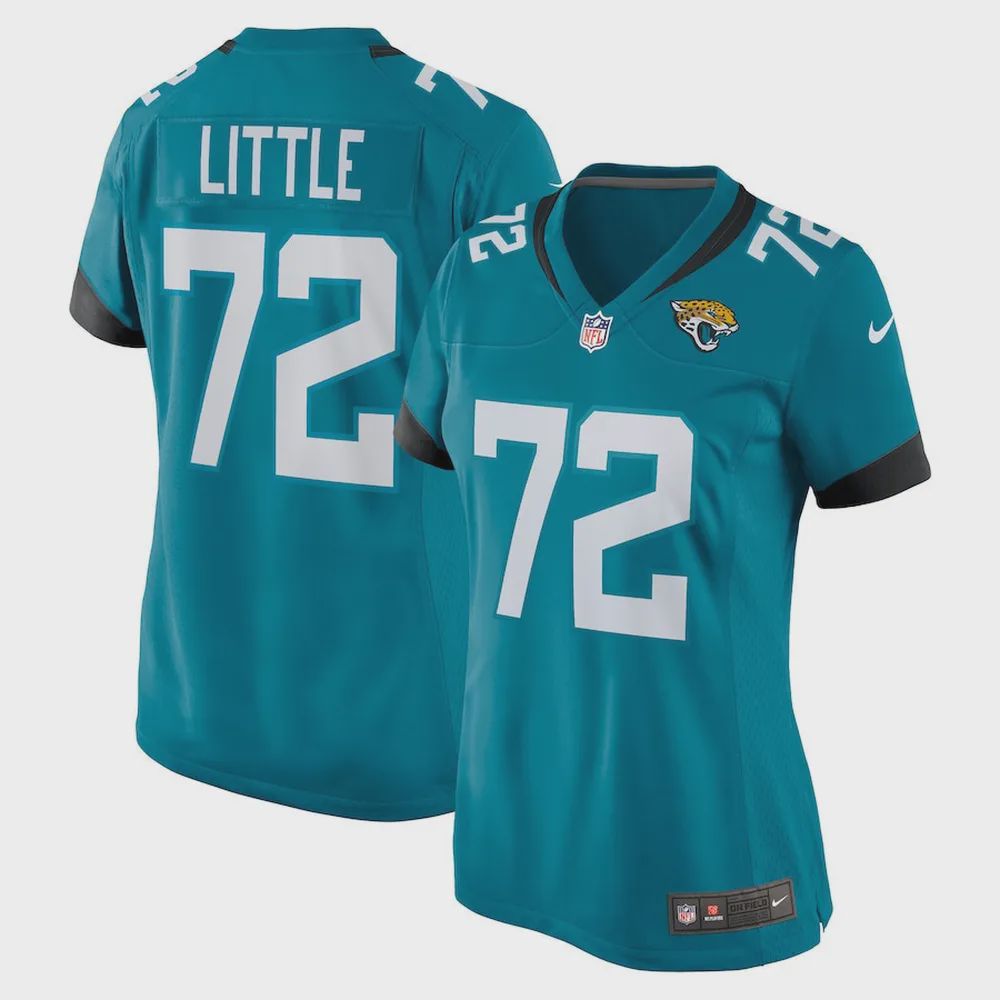 Walker Little 72 Jacksonville Jaguars Women’s Game Jersey – Teal