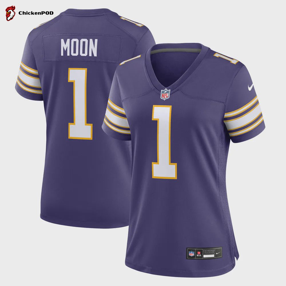 Warren Moon 1 Minnesota Vikings Women’s Classic Retired Game Jersey – Purple