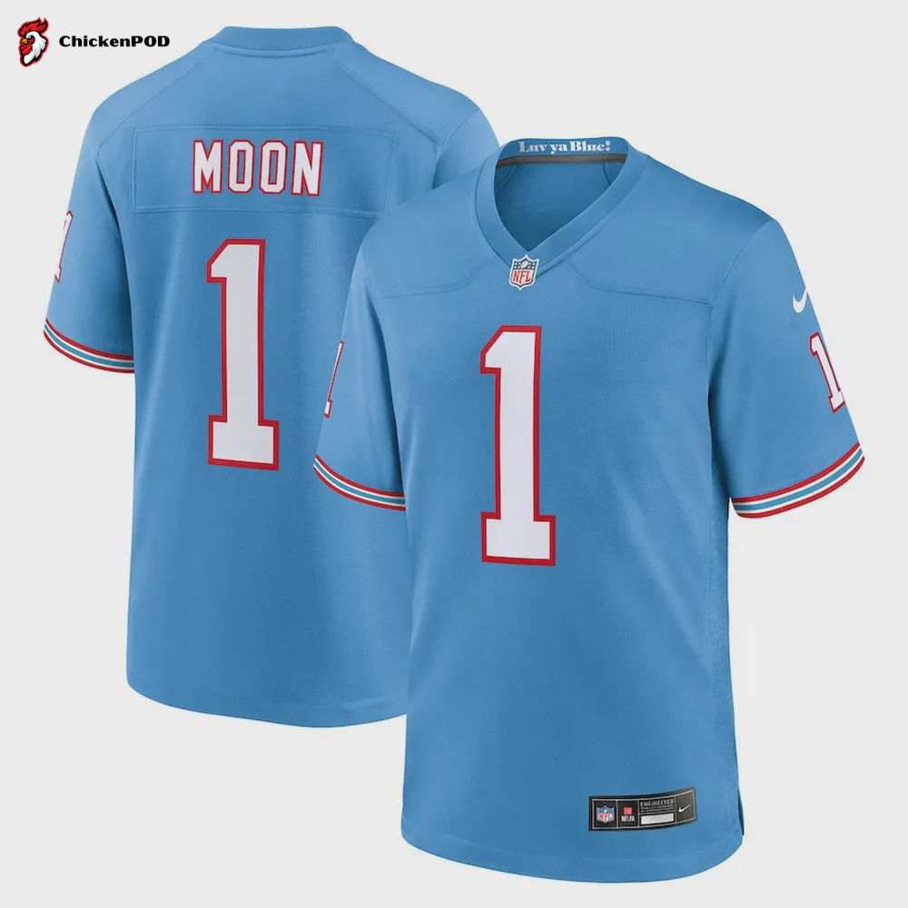 Warren Moon 1 Tennessee Titans Oilers Throwback Retired Men Game Jersey – Light Blue