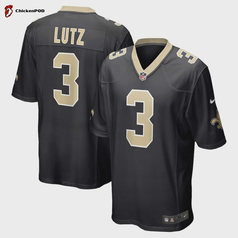 Wil Lutz 3 New Orleans Saints Men’s Game Jersey – Black