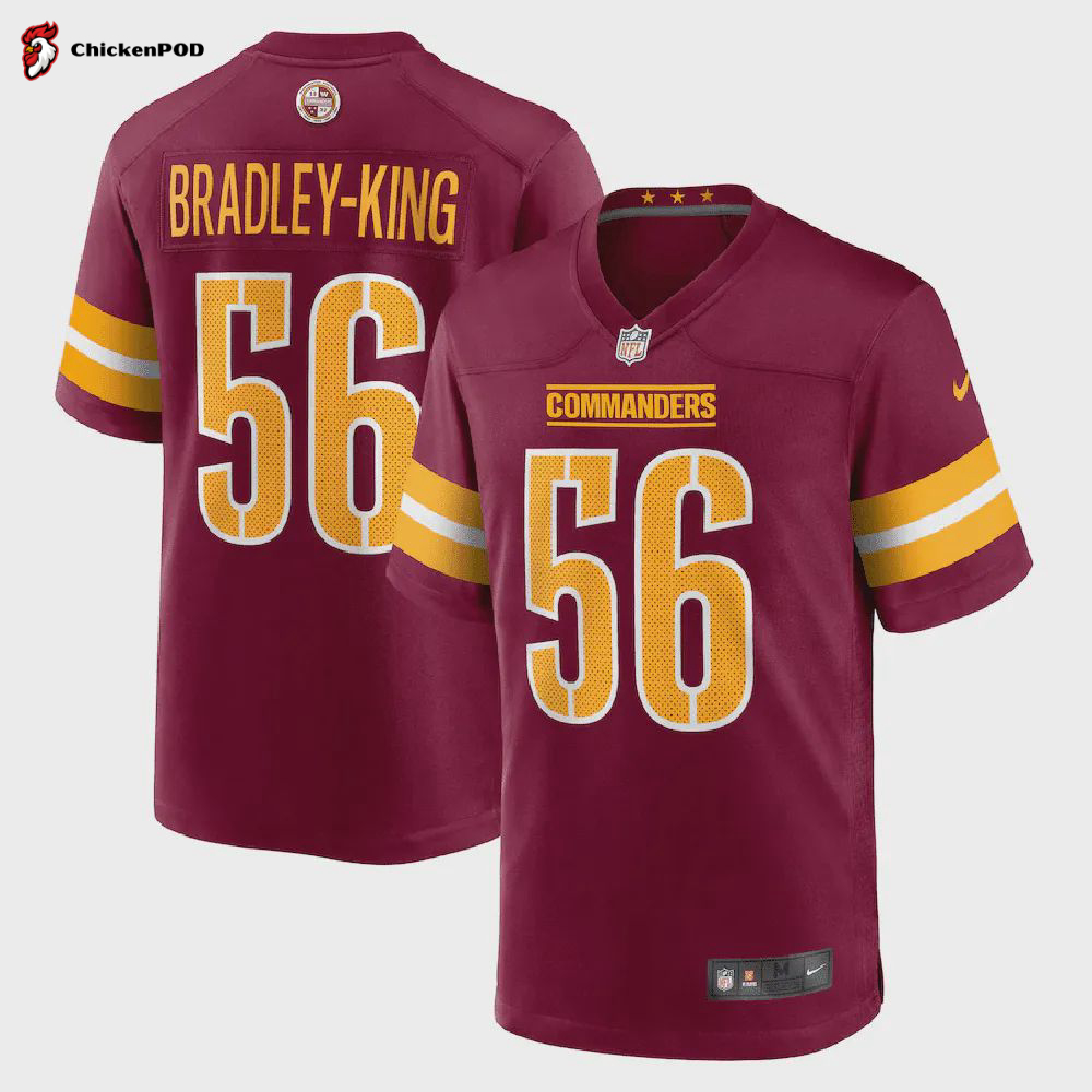 Will Bradley-King Washington Commanders Game Player Jersey – Burgundy