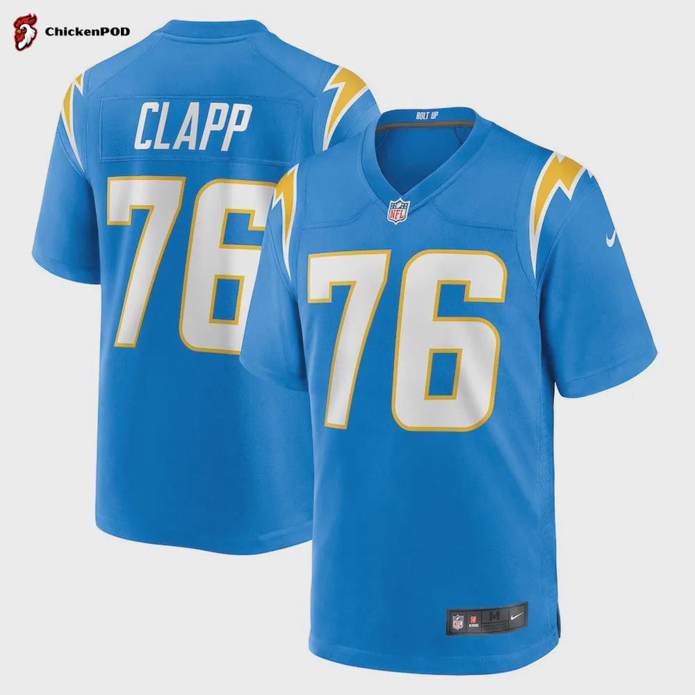 Will Clapp 76 Los Angeles Chargers Game Jersey – Powder Blue