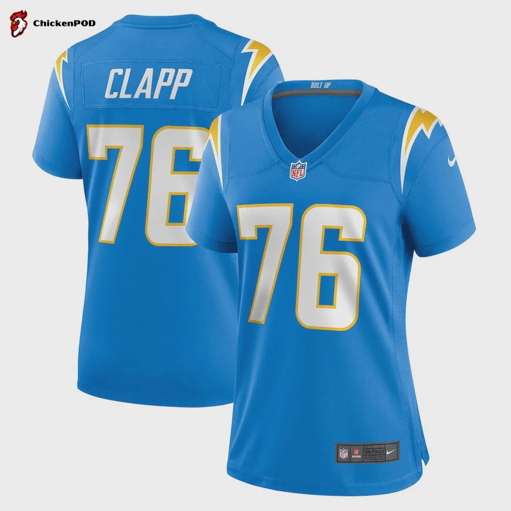 Will Clapp 76 Los Angeles Chargers Women’s Game Jersey – Powder Blue