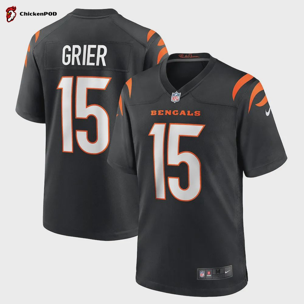 Will Grier 15 Cincinnati Bengals Men’s Team Game Jersey – Black