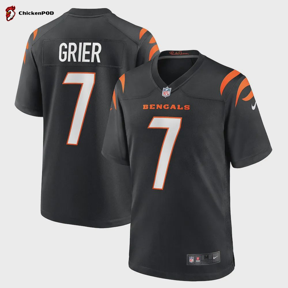 Will Grier 7 Cincinnati Bengals Men’s Team Game Jersey – Black