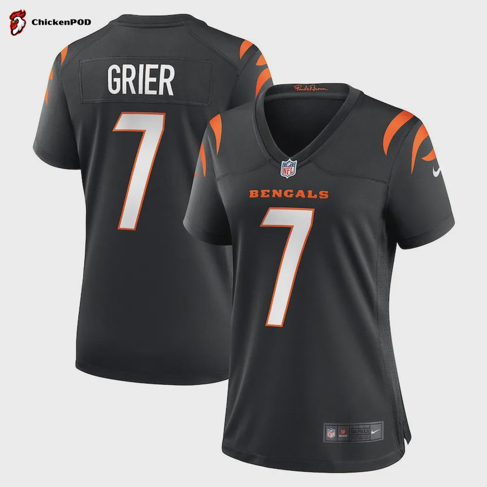 Will Grier 7 Cincinnati Bengals Women’s Game Jersey – Black