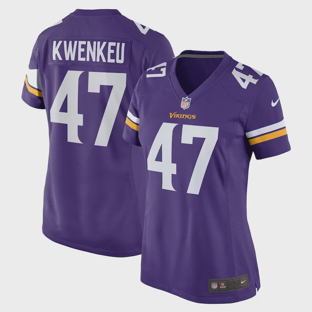 William Kwenkeu 47 Minnesota Vikings Women’s Home Game Player Jersey – Purple