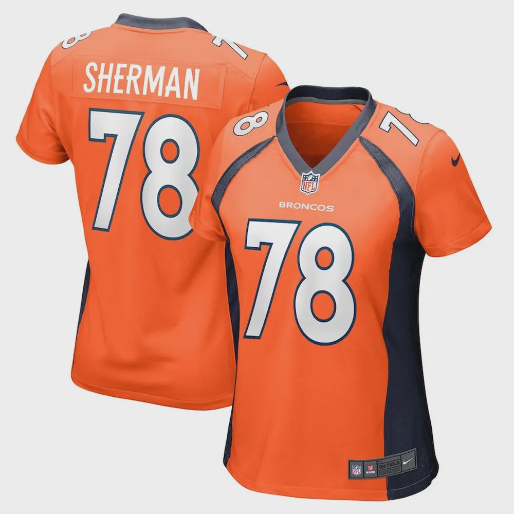 William Sherman 78 Denver Broncos Women’s Team Game Jersey – Orange