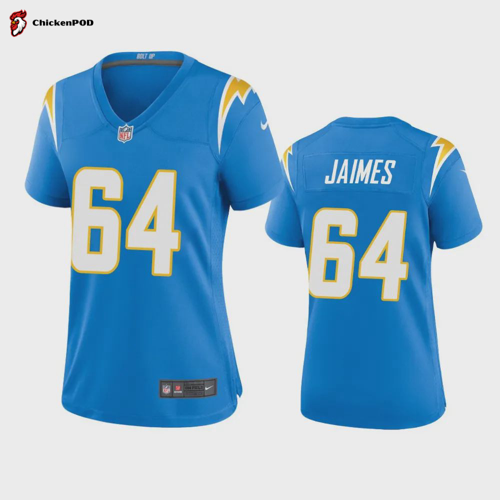 Women’s Los Angeles Chargers Brenden Jaimes 64 Powder Blue Game Jersey