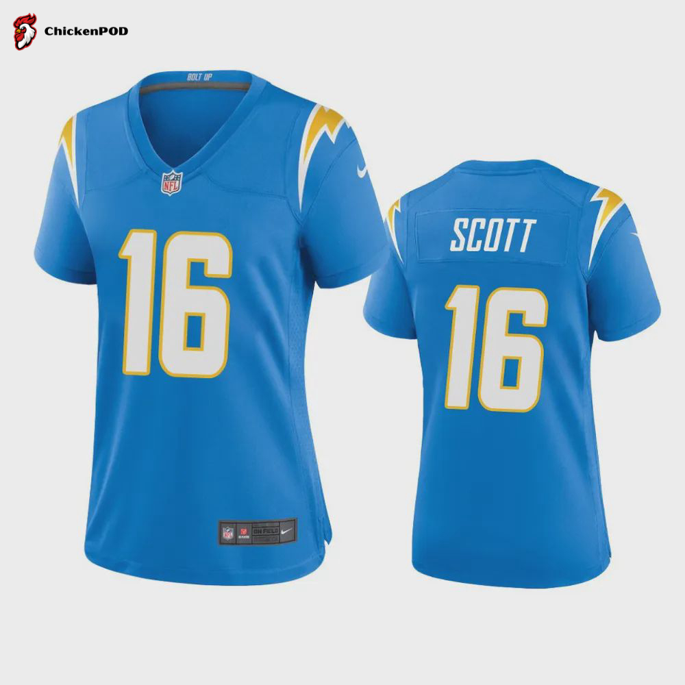 Women’s Los Angeles Chargers J. Scott 16 Powder Blue Game Jersey