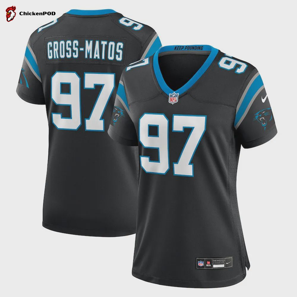 Yetur Gross-Matos 97 Carolina Panthers Women’s Team Game Jersey – Black