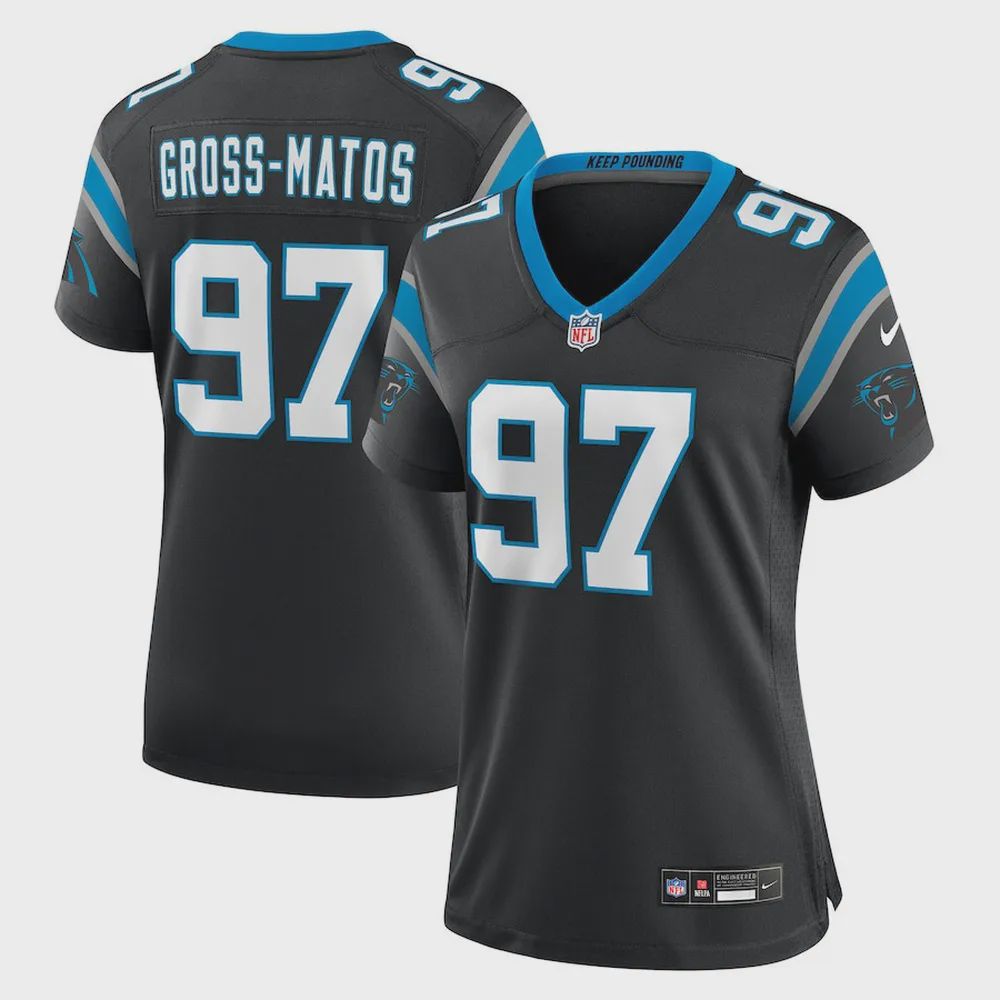 Yetur Gross-Matos 97 Carolina Panthers Women’s Team Game Jersey – Black