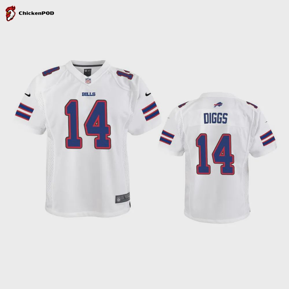 Youth Bills Stefon Diggs 14 White Game Jersey