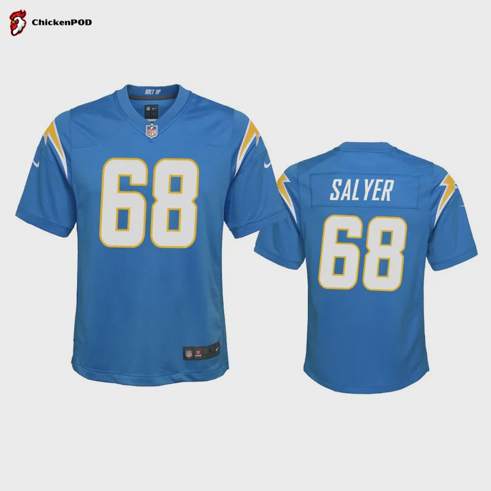 Youth Chargers Jamaree Salyer 68 Powder Blue Game Jersey