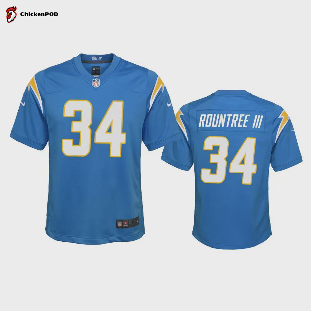 Youth Chargers Jamaree Salyer 68 Powder Blue Game Jersey