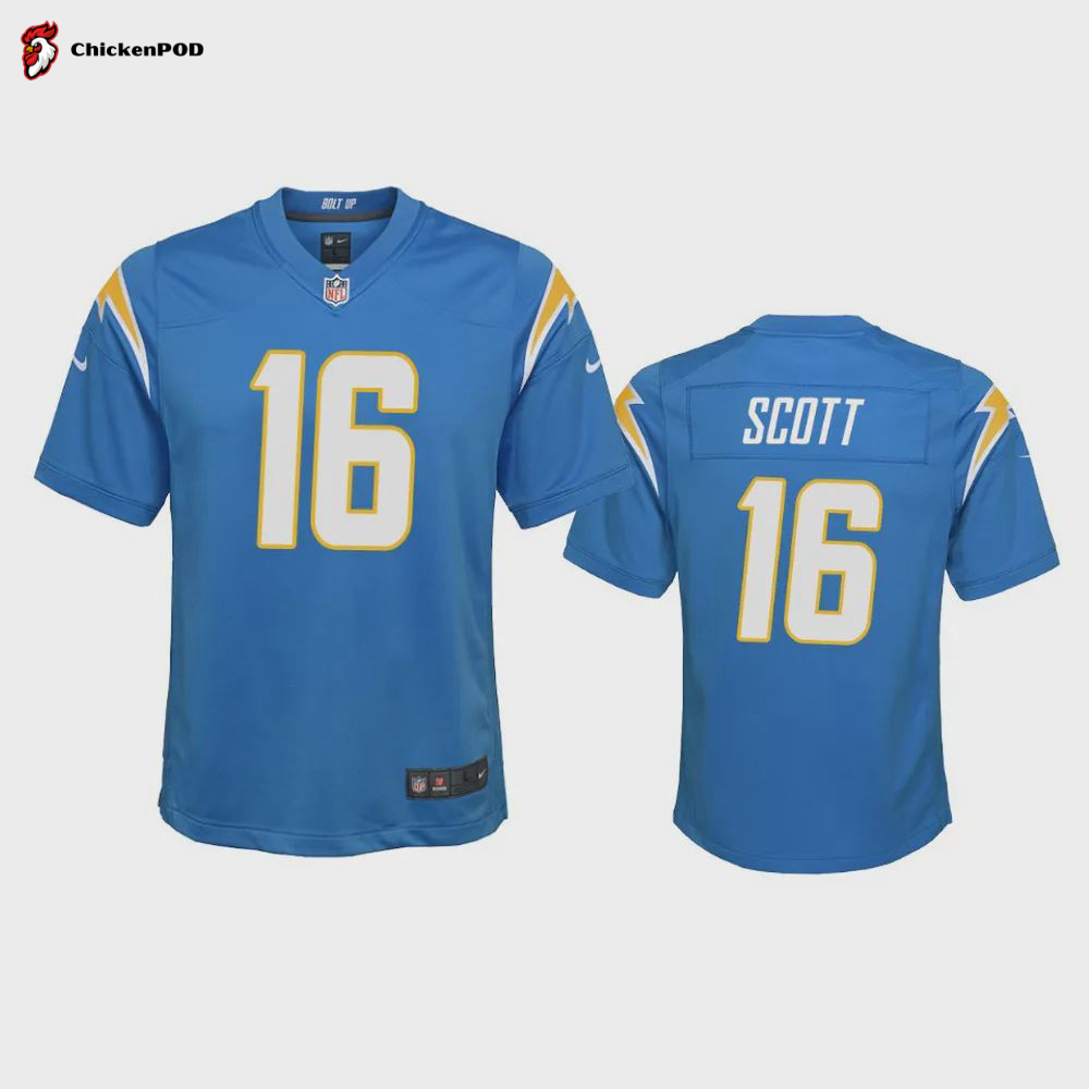 Youth Chargers JT Woods 22 Powder Blue Game Jersey