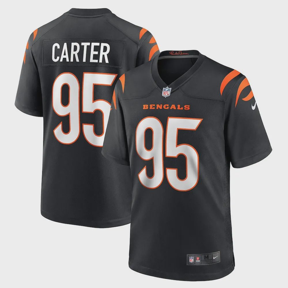 Zach Carter 95 Cincinnati Bengals Game Player Jersey – Black