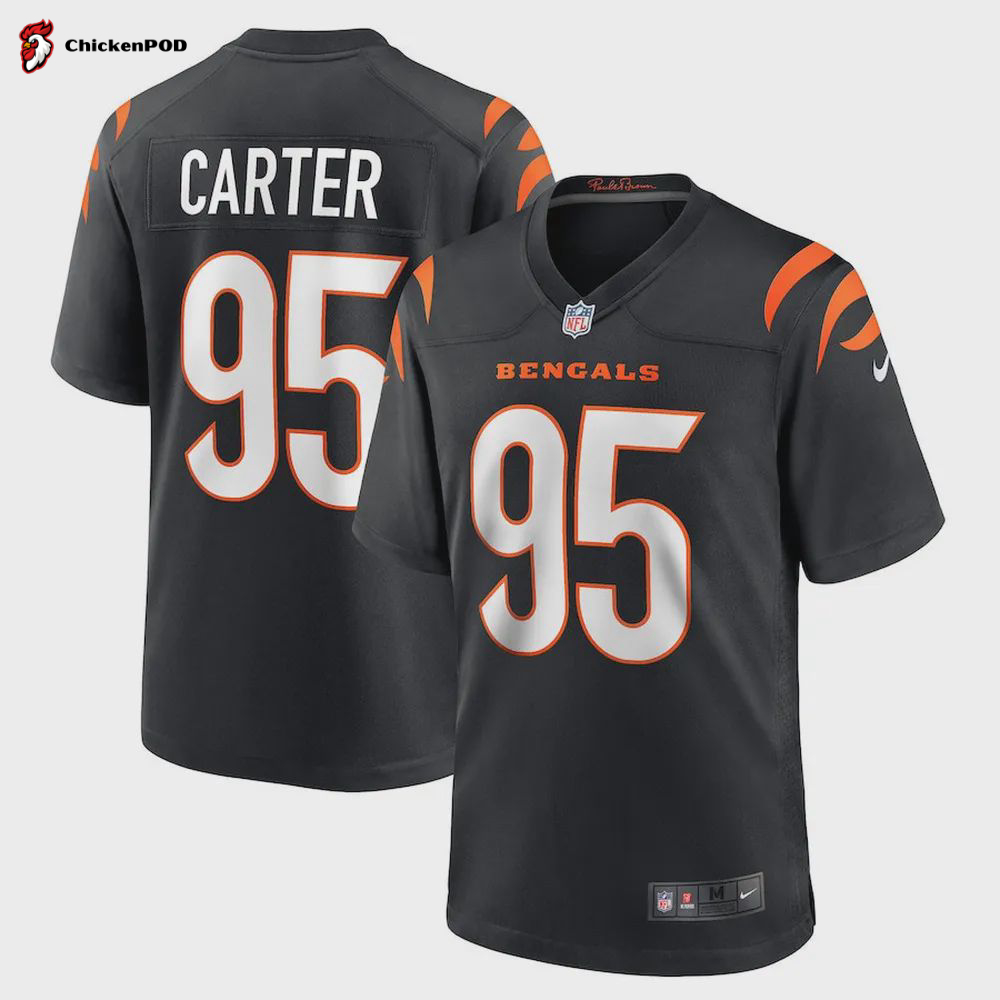 Zach Carter 95 Cincinnati Bengals Game Player Jersey – Black