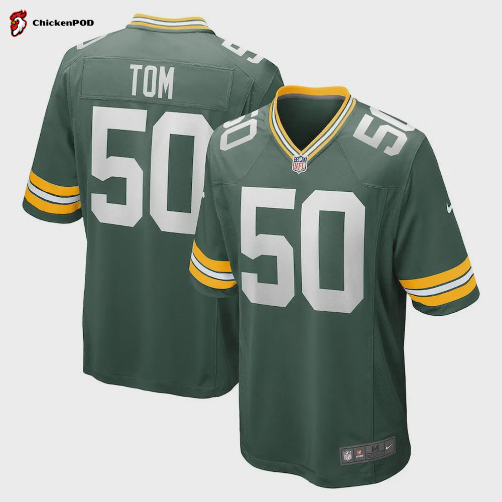 Zach Tom 50 Green Bay Packers Game Player Jersey – Green