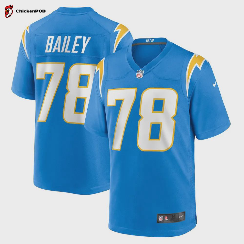 Zack Bailey Los Angeles Chargers Player Game Jersey – Powder Blue