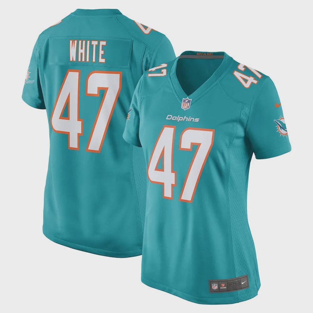 ZaQuandre White 47 Miami Dolphins Women’s Game Player Jersey – Aqua