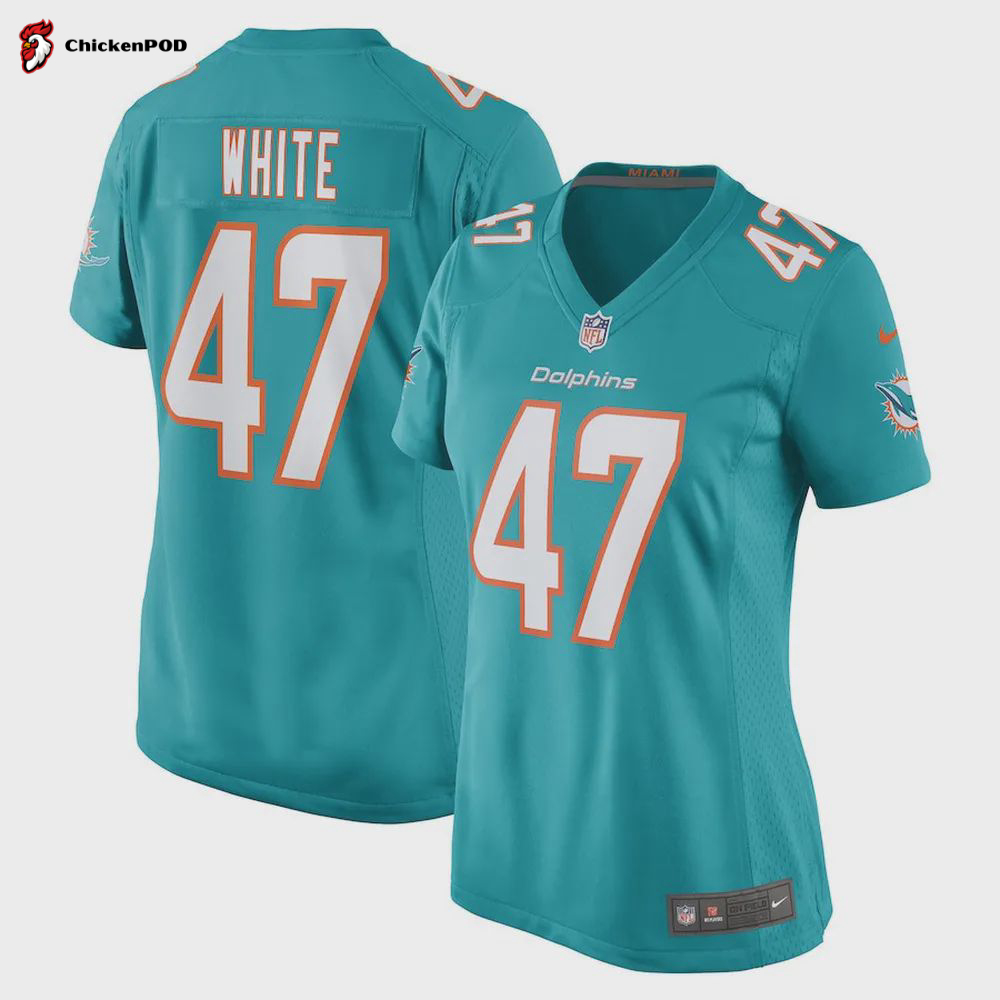 ZaQuandre White 47 Miami Dolphins Women’s Game Player Jersey – Aqua