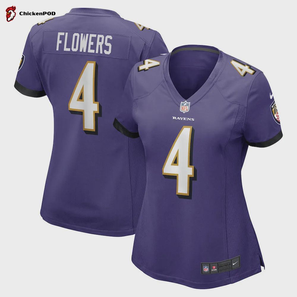 Zay Flowers 4 Baltimore Ravens Women’s Team Game Jersey – Purple