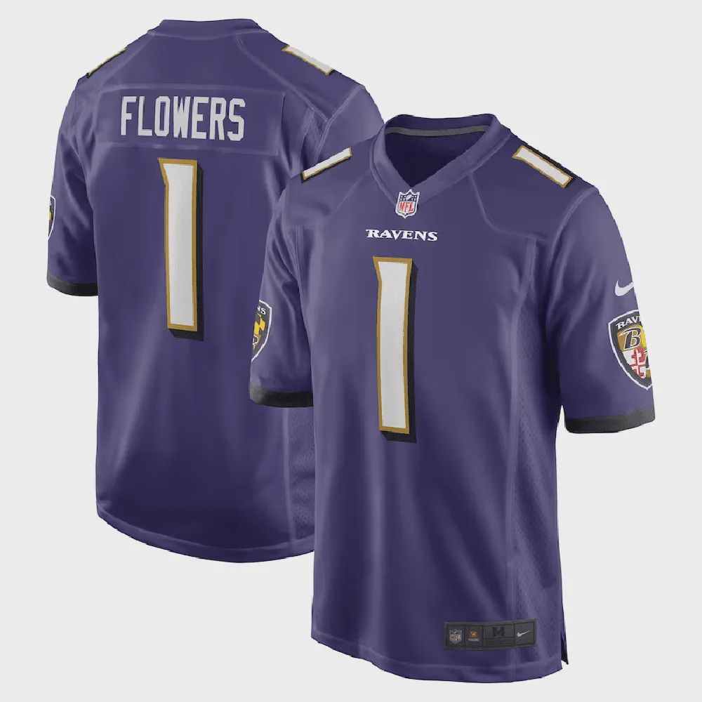 Zay Flowers Baltimore Ravens 2023 NFL Draft First Round Pick Game Jersey