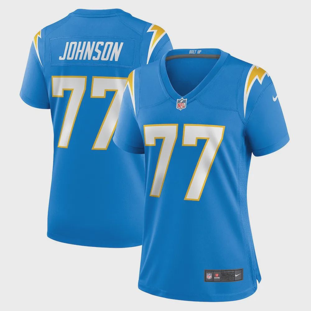 Zion Johnson Los Angeles Chargers Women’s Player Game Jersey – Powder Blue