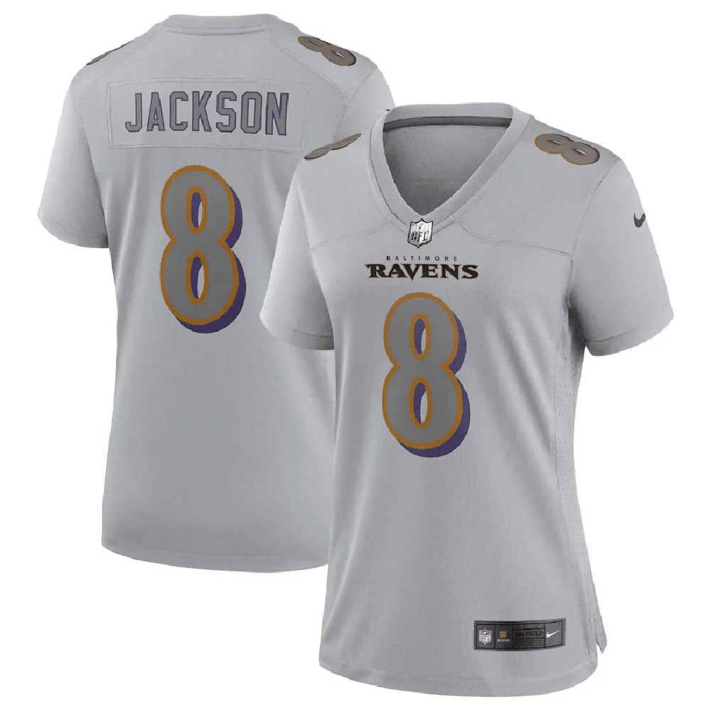 Lamar Jackson Baltimore Ravens Women’s Atmosphere Fashion Game Jersey – Gray