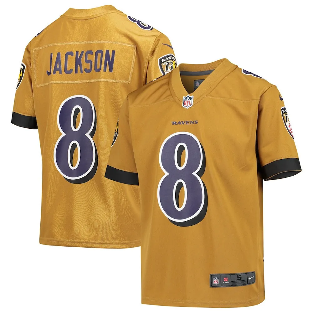 Lamar Jackson Baltimore Ravens Youth Inverted Game Jersey – Gold