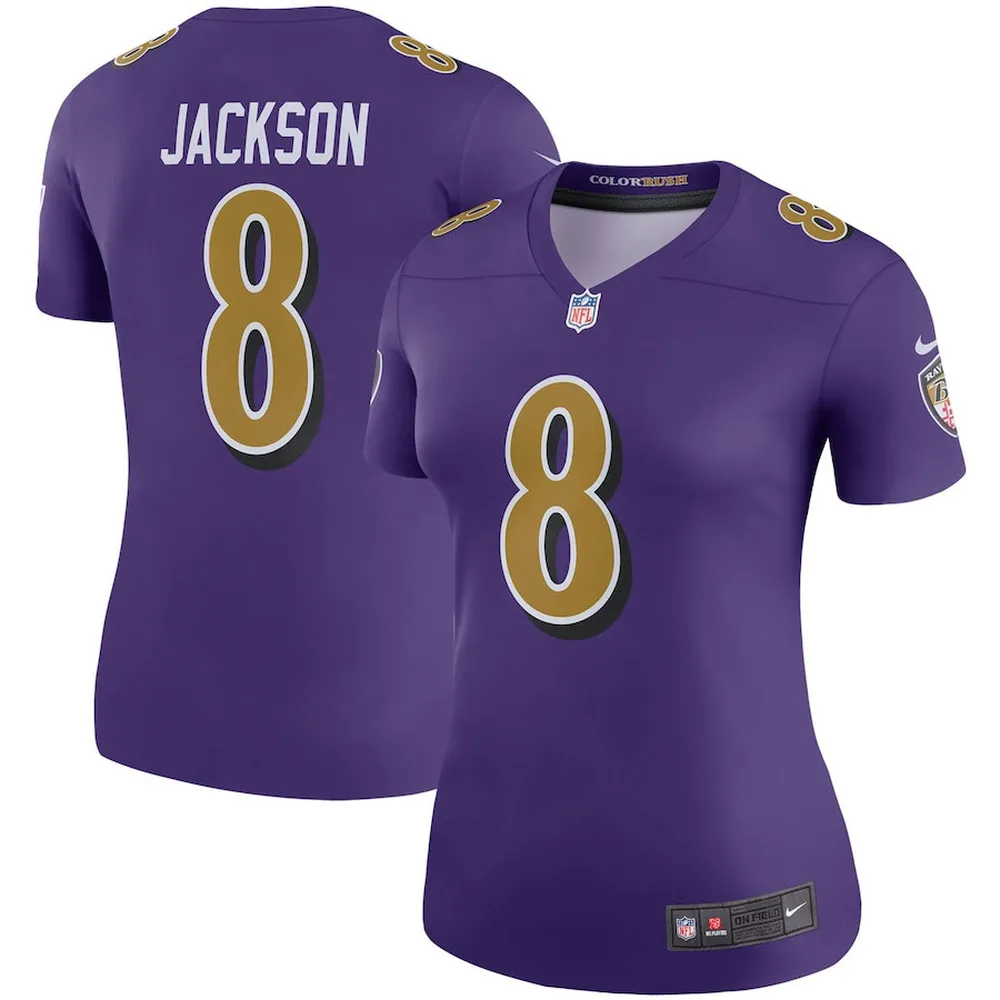 Lamar Jackson 88 Baltimore Ravens Women’s Color Rush Legend Player Jersey – Purple