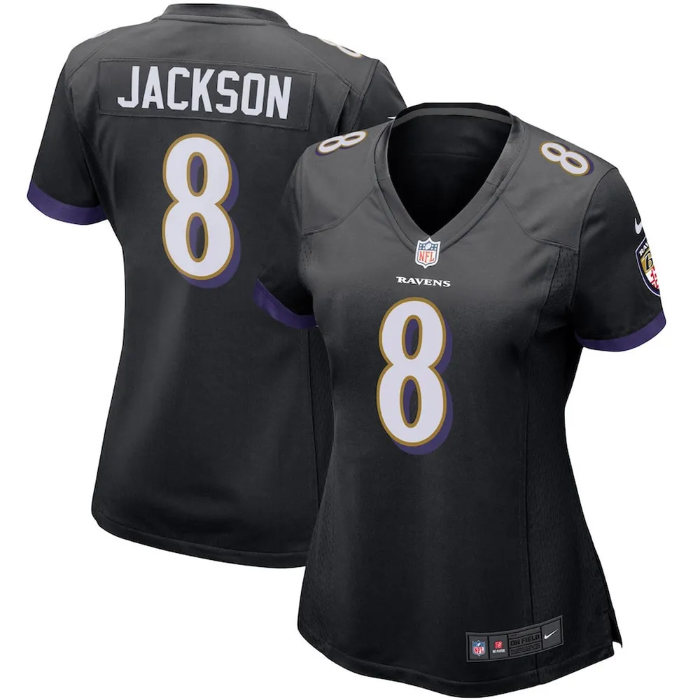 Lamar Jackson 8 Baltimore Ravens Women’s Game Jersey – Black