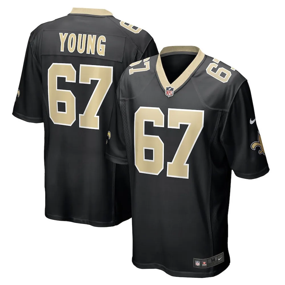 Landon Young 67 New Orleans Saints Men’s Game Jersey – Black