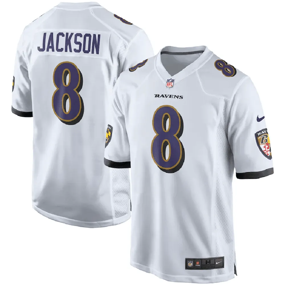 Lamar Jackson 8 Baltimore Ravens Player Game Jersey – White